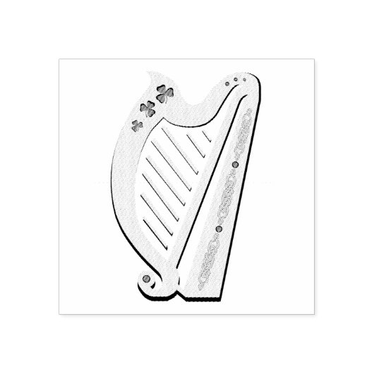 Irisches Kleeblatt, irische Harfe, irisches Klee Gummistempel (Prägung)