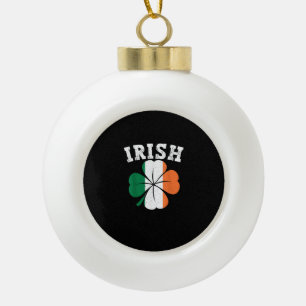 Irisches Kleeblatt Irland Flagge St. Patrick Tag V Keramik Kugel-Ornament