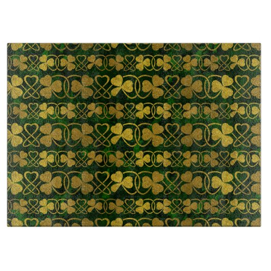 Irisches Kleeblatt - Klee-Gold und grünes Muster Schneidebrett (Vorderseite)