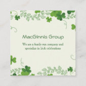 Irisches Kleeblatt (Klee) Quadratische Visitenkarte (Rückseite)