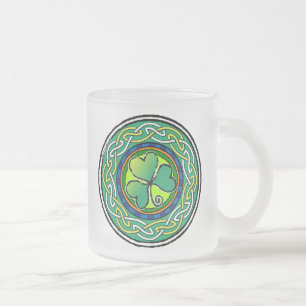 irisches Kleeblatt Mattglastasse