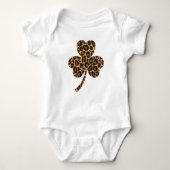 Irisches Kleeblatt mit Leopard Print Baby Strampler (Vorderseite)