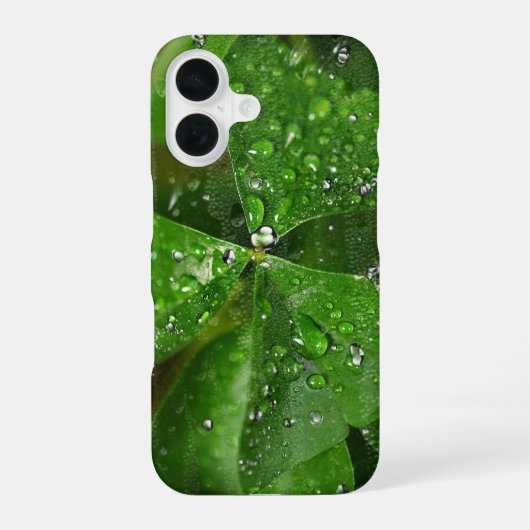 irisches Kleeblatt mit Wassertropfen iPhone 16 Hülle (Rückseite)