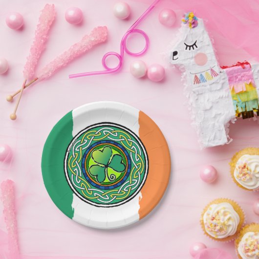 irisches Kleeblatt Pappteller (Party)