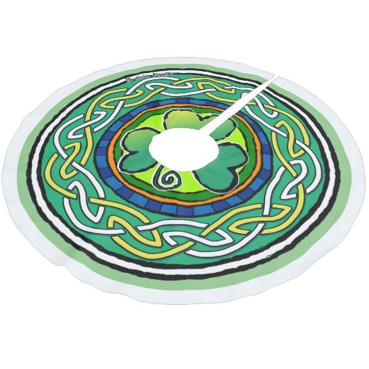 irisches Kleeblatt Polyester Weihnachtsbaumdecke (Schrägansicht)