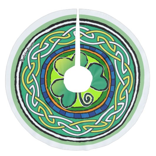 irisches Kleeblatt Polyester Weihnachtsbaumdecke (Vorderseite)