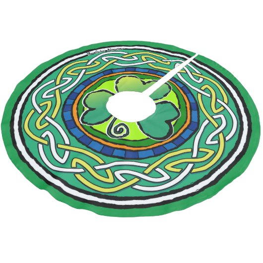 irisches Kleeblatt Polyester Weihnachtsbaumdecke (Schrägansicht)