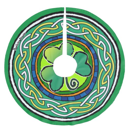 irisches Kleeblatt Polyester Weihnachtsbaumdecke (Vorderseite)