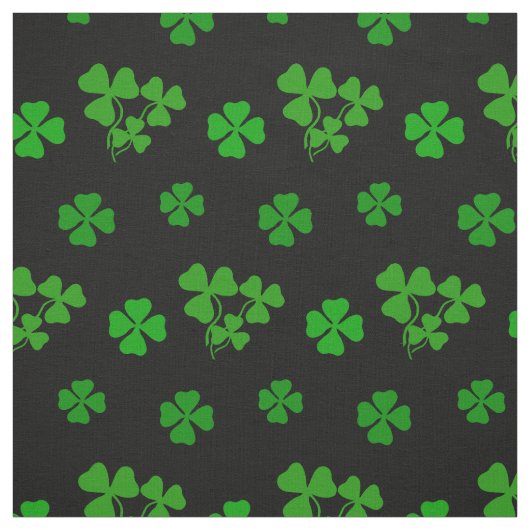 Irisches Kleeblatt, schwarz, grüner Kleeblatt, Dru Stoff (Muster)