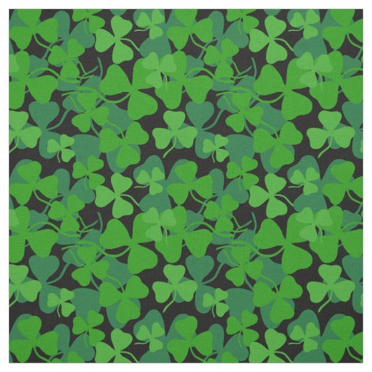 Irisches Kleeblatt, schwarz, grüner Stoffdruck Stoff (Muster)