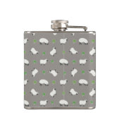 Irisches Kleeblatt-und Schaf-Muster Flachmann (Rückseite)