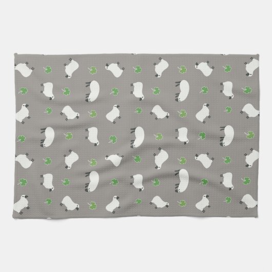 Irisches Kleeblatt-und Schaf-Muster Geschirrtuch (Horizontal)