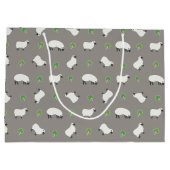 Irisches Kleeblatt-und Schaf-Muster Große Geschenktüte (Rückseite)