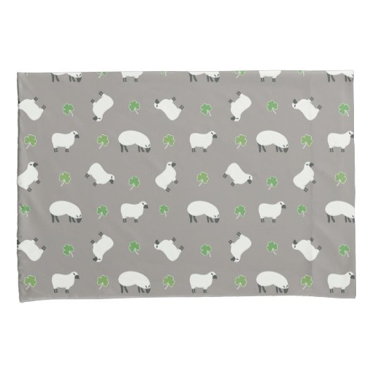 Irisches Kleeblatt-und Schaf-Muster Kissenbezug (Vorderseite-Rechts)