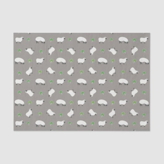 Irisches Kleeblatt-und Schaf-Muster Seidenpapier (Vorderseite)