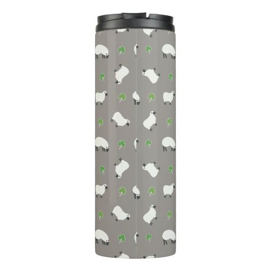 Irisches Kleeblatt-und Schaf-Muster Thermosbecher (Rückseite)