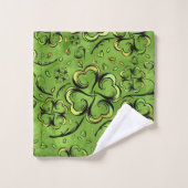 Irisches Kleeblatt Vierblatt Lucky Clover Pattern Badhandtuch Set (Waschlappen)