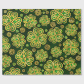 Irisches Kleeblatt Vierblatt Lucky Clover Pattern Geschenkpapier (Flach)