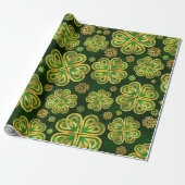 Irisches Kleeblatt Vierblatt Lucky Clover Pattern Geschenkpapier (Ungerollt)