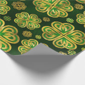 Irisches Kleeblatt Vierblatt Lucky Clover Pattern Geschenkpapier (Ecke)