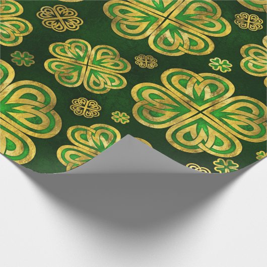 Irisches Kleeblatt Vierblatt Lucky Clover Pattern Geschenkpapier (Ecke)