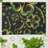 Irisches Kleeblatt Vierblatt Lucky Clover Pattern Geschirrtuch (Gefaltet)