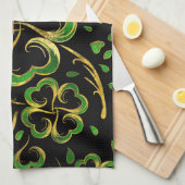 Irisches Kleeblatt Vierblatt Lucky Clover Pattern Geschirrtuch (Viertel Falte)