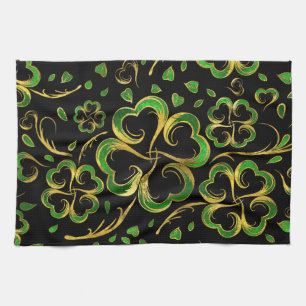 Irisches Kleeblatt Vierblatt Lucky Clover Pattern Geschirrtuch