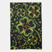 Irisches Kleeblatt Vierblatt Lucky Clover Pattern Geschirrtuch (Vertikal)