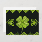 Irisches Kleeblatt Vierblättriger Klee mit keltisc Postkarte (Vorne/Hinten)
