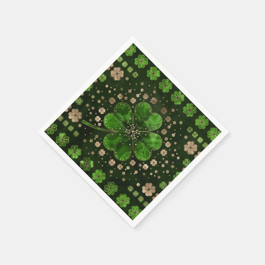 Irisches Kleeblatt Vierblättriges Kleeblatt Malach Serviette (Ecke)