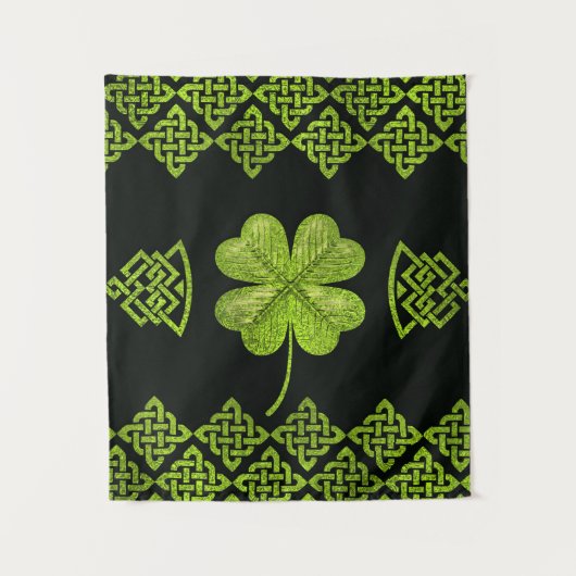 Irisches Kleeblatt vierblättriges Kleeblatt mit Wandteppich (Vorderseite)