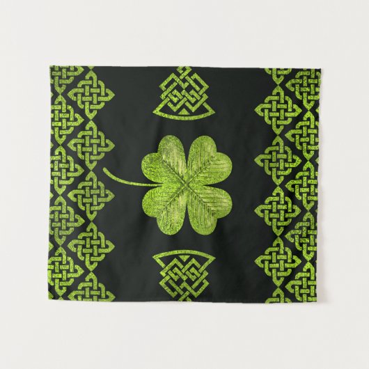 Irisches Kleeblatt vierblättriges Kleeblatt mit Wandteppich (Vorderseite (Horizontal))