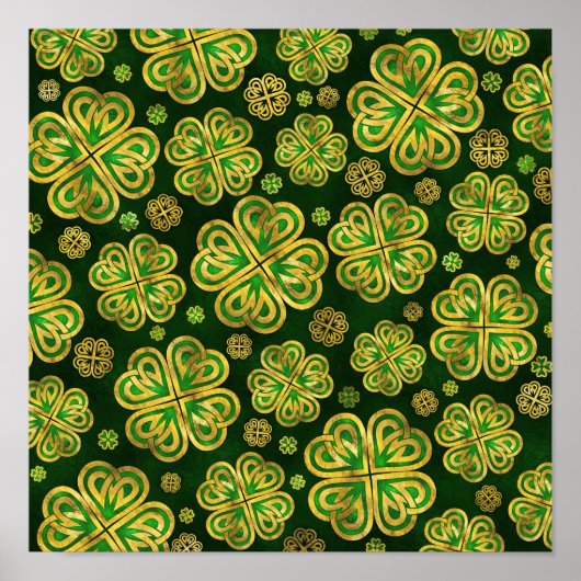 Irisches Kleeblatt Vierblättriges Lucky Clover Pat Poster (Vorne)