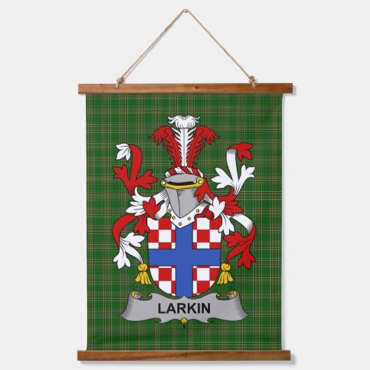 Irisches Larkin oder O_Larkin Wappen Familienwappe Wandteppich Mit Holzrahmen (Vorderseite)