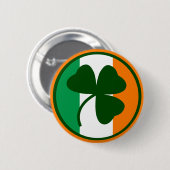 Irisches Logo, Kleeblatt auf Flaggenfarben Button (Vorne & Hinten)