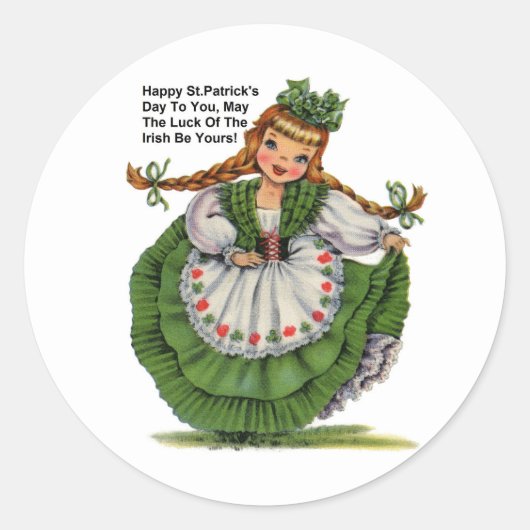 Irisches Mädchen Rund Sticker (Vorderseite)