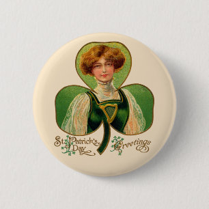 Irisches Mädchen St. Patrick's Day Knopf Button