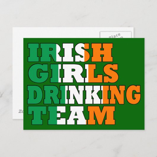 Irisches Mädchen-Trinkteam Postkarte (Vorne/Hinten)