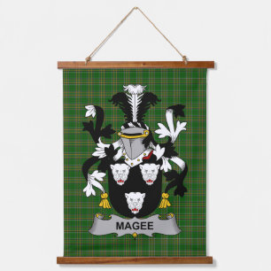Irisches Magee oder McGee Wappen Familienwappen Wandteppich Mit Holzrahmen