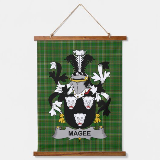 Irisches Magee oder McGee Wappen Familienwappen Wandteppich Mit Holzrahmen (Vorderseite)