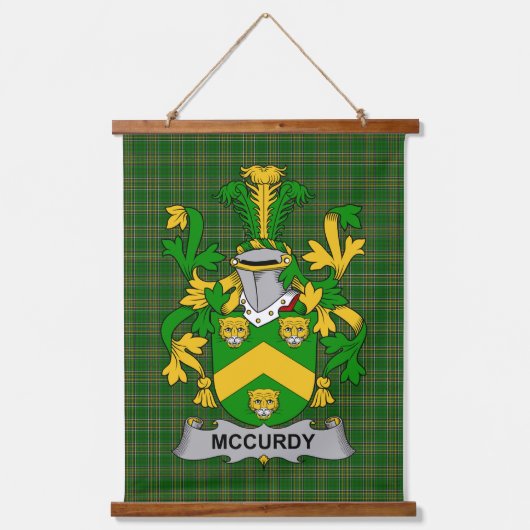 Irisches McCurdy oder Curdy Wappen Familienwappen Wandteppich Mit Holzrahmen (Vorderseite)