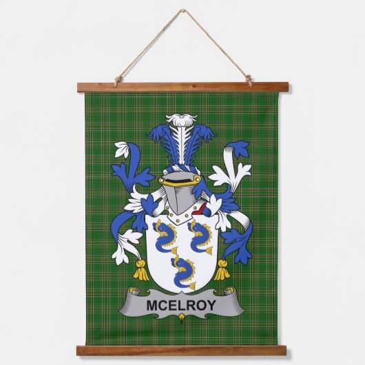 Irisches McElroy oder Gilroy Wappen Familienwappen Wandteppich Mit Holzrahmen (Vorderseite)