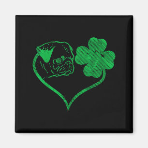 Irisches Mops-Gesicht Shamrock Kleeblatt St Patric Magnet