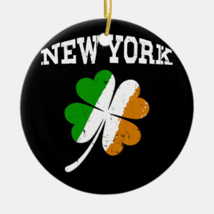 Irisches New York St Patrick's Day Vintage Shamroc Keramik Ornament