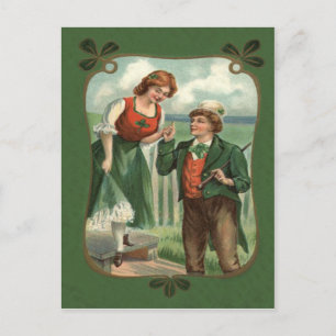 Irisches Paar Shillelagh Shamrock Postkarte