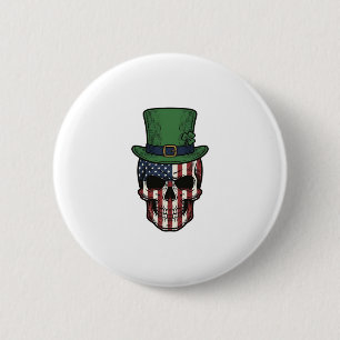 Irisches patriotisches Totenkopf-Vintage-Stickerei Button
