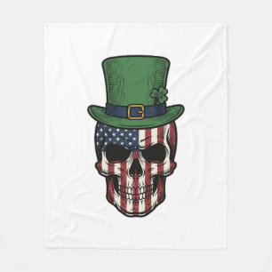 Irisches patriotisches Totenkopf-Vintage-Stickerei Fleecedecke