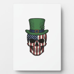 Irisches patriotisches Totenkopf-Vintage-Stickerei Fotoplatte