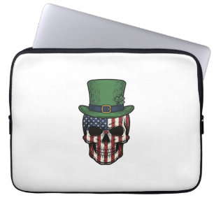 Irisches patriotisches Totenkopf-Vintage-Stickerei Laptopschutzhülle